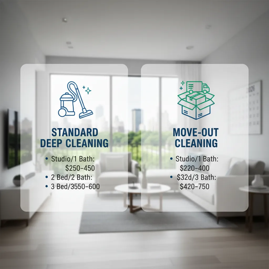 Standard deep and move-out cleaning prices 2026